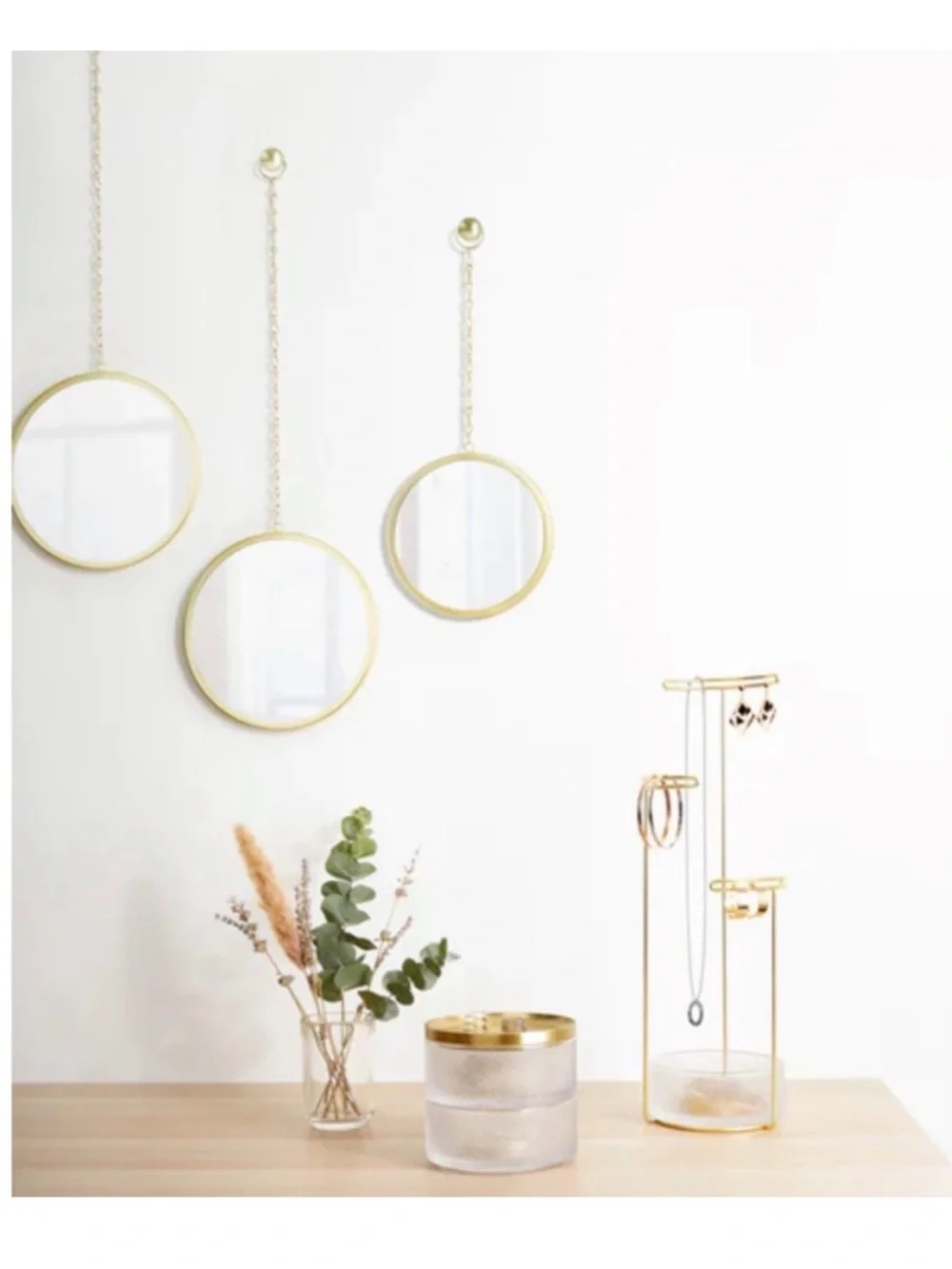 Umbra Dima Round Hanging Wall Mirrors in Bronze Frame - Set of 3